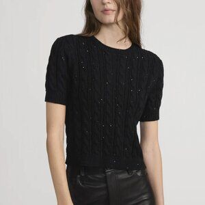 The Sequin Gathered Sweater ~ Black